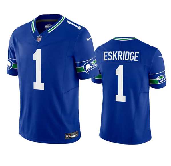 Mens Seattle Seahawks #1 Dee Eskridge Royal 2023 F.U.S.E. Vapor Limited Throwback Stitched Jersey Dzhi